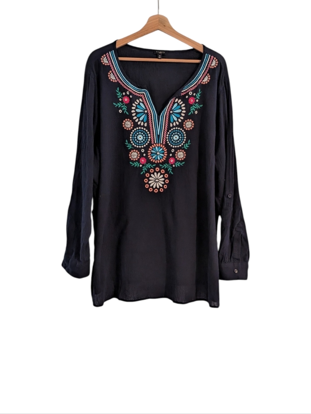 Talbots Embroidered Gauze Tunic Top